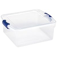 HOMZ 15.5 Quart Plastic Multipurpose Stackable Storage Container Tote Bins with Secure Latching Lids for Home or Office Organization, Clear (4 Pack)