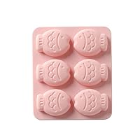 1pc 6 Hole Cartoon Fish Silicone Soap Molds Cake Candy Chocolate Bread Fudge Bakeware Handmade Soap Making Silicone Mold(Pink)