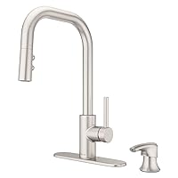 Pfister Zanna Kitchen Faucet with Pull Down Sprayer and Soap Dispenser, Single Handle, High Arc, Spot Defense Stainless Steel Finish, F5297ZNRGS