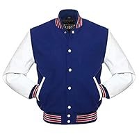 RELDOX Brand Varsity Jacket, Wool Body with Leather Arms Letterman Baseball Unique & Stylish Color Green-Grey, Size M