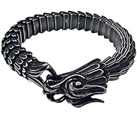 Mens Classic Titanium Steel Chain Link Bracelet with Dragon Style Chain， for Men Women