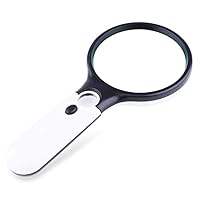 Extra Large Handheld Strong Magnifying Glass with LED and5X for Reading,Inspection,Hobbies,Macular Degeneration and Currency Detecting