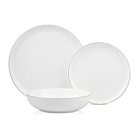 Stone Lain Gabrielle Formal Bone China Dinnerware Set for 8, White and Gold