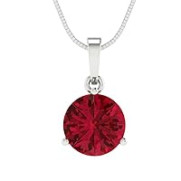 Clara Pucci 2.0 ct Round Cut Genuine Simulated Ruby Martini Style Solitaire Pendant Necklace With 16