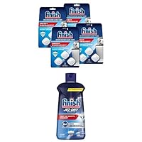 Bundle of Finish In-Wash Dishwasher Cleaner: Clean Hidden Grease and Grime, 3 Count, Pack of 4 + Finish Jet-Dry Rinse Aid, Dishwasher Rinse Agent and Drying Agent, 23 fl oz, Packaging may vary