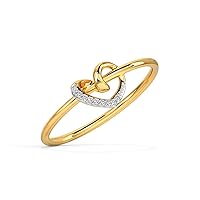 0.20 Ct Round Cut White Diamonds Heart Design Wedding Engagement Ring for Women, Girl's and Teens in 925 Sterling Silver Two Tone Gold Finish