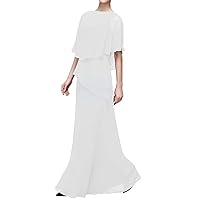 Mother of The Bride Dresses Chiffon Overlay Cape Formal Evening Gowns for Women Wedding Guest Dress