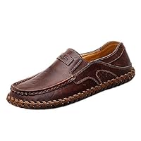Men's Loafers Work & Safety Loafer Flats Fisherman Shoes Leather Slip On Low-top Spring Round-Toe for Male Casual Handmade Leisure