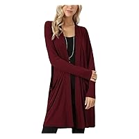 Solid Cardigan Female Middle Length Women Autumn Long Sleeved Thin Loose Coats Outwear Pocket Cardigan