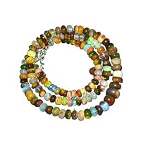 925 Silver Natural Ethiopian Fire Opal Beads Gemstone necklace Gift Jewelry