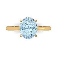 Clara Pucci 2.4ct Oval Cut Solitaire Natural Sky Blue Topaz Proposal Wedding Bridal Designer Anniversary Ring 14k Yellow Gold for Women