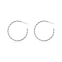 SLUYNZ 925 Sterling Silver Open Hoop Earrings for Women Teen Girls Twisted Round Hoop Earrings Post Minimalist Big Circle Earrings 1.3 Inch