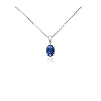 3 CT Oval Cut Created Blue Sapphire Solitaire Pendant Necklace 14K White Gold Finish