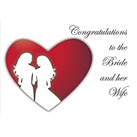 Lesbian Wedding Congratulations to the Bride and Her Wife Heart Greeting Card