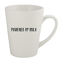 Powered By Milk - Ceramic 12oz Latte Coffee Mug, White
