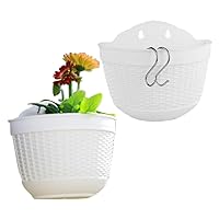 2PCS Wall Hanging Planter Flower Pot for Railing Fence Balcony Indoor Outdoor Décor Plastic Kitchen Herb Plant Basket Vertical Garden Living Wall Mount