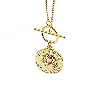 Necklace for Women Sterling silver necklace portrait coin pendant versatile French style vintage cold style gold plated