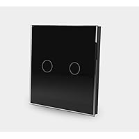 Luxus-Time Wireless Light Switch in Glass Frame Aluminium Frame Smart Home Switch Untzerputz Installation Boxes Remote Control Remote Control (2-Way Radio Switch with Battery for Retrofitting, Black