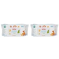 Nuby Soothing Baby Wipes Naturally Inspired with Chamomile Aloe and Citroganix (Fragrance Free/Extra Thick), Unscented, 64 Count (Pack of 2)