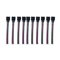 10 Pcs 4 pin Female Connector RGB Extension Wire Cable Plug Wire Weld Line for SMD 5050/3528 RGB LED Strip Light (10 Pack Female Cable)