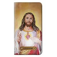 RW0798 Jesus PU Leather Flip Case Cover for iPhone 11 with Personalized Your Name on Leather Tag
