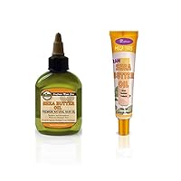 Difeel Shea Butter Moisturizing Hair Collection - 2 Piece Set: Includes Shea Butter Hair Oil and Mega Care Raw Shea Butter Hair Oil