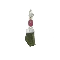 Natural Moldavite, Tourmaline Pendant, Gemstone Pendant, Handmade Pendant, Birthday Gift For Her