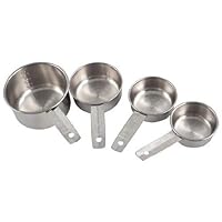 American Metalcraft MCL4 Stainless Steel Measuring Cup Set, Solid Flat Handle, Silver, 4 Piece