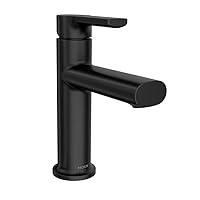 Moen Meena Matte Black One-Handle Single Hole Modern Bathroom Sink Faucet with Optional Deckplate and Drain Assembly, 84794BL