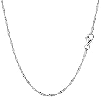 The Diamond Deal REAL 925 Sterling Silver 1.5mm Singapore Chain with Lobster Lock, Dainty Thin Chain, Unisex (16