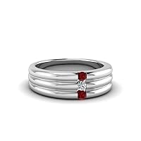 Choose Your Gemstone Triple Lined Band sterling silver Round Shape Mens Wedding Bands Well Shaped for any Gift Giving Occassion Modern Style Enchating Women Holiday Gift US Size 4 to 12