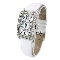 Alessandra Olla AO-1500-1 WH Women's Tonneau Leather Wristwatch, Dial Color - White, Watch