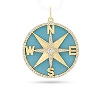 Beautiful Compass Turquiose Diamond Silver Charm Pendant,Designer Compass Silver Diamond Turquiose Charm Pendant,Handmade Pendant Jewelry,Gift