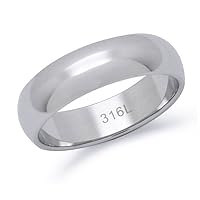Kriskate & Co. 6mm Wedding Band Ring for Men Women Polished Domed Wedding Ring 5-15 SSR126