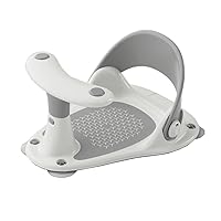 Childs Bathtub Seat for Sit-up Bathing,Baby Bath Seat,Latest Style-Handle Separtion,Backrest Hollow Removable,w/Intimate Water Temperature Cue Card,for 6-36 Months Infants Toddlers (Grey White)