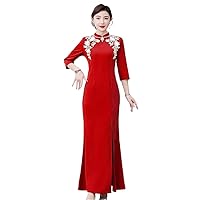 Chinese Dress Improved Cheongsam National Flower Embroidery Qipao Evening Oriental Banquet
