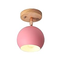Rubber Wood Wrought Iron Material LED Ceiling Lamp Nordic Home Aisle Lighting Simple Modern Solid Wood Hallway Lighting Creative Black Light Ceiling Lamp Durable (Color : Pink)