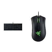 Razer Cynosa Lite - Gaming Keyboard with Soft Spring Membrane Switches QWERTY | UK Layout, Black & DeathAdder Essential - Wired Gaming Mouse Mercury