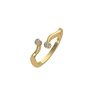 0.03ct Diamond Open Adjustable Ring in 925 Sterling Silver with Gold Plating April Birthstone Rings Valentine Anniversary Birthday Jewelry Gifts for Women Girls