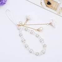 Omorro Cell Phone Straps Phone Chain Strap Crystal Flower Pendant Keychains Beaded Phone Strap Lanyard Beads Chain Anti-Lost and Non-Slip Mobile Phone Strap for Handbag Decoration Accessories