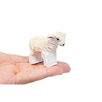 Handmade Sheep Wood Figurine Miniature Lamb Small Animal Carved Home Decor Ornament Sculpture Statue Gift
