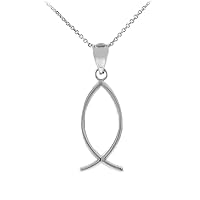925 STERLING SILVER ICHTHUS (FISH) VERTICAL PENDANT NECKLACE - Pendant/Necklace Option: Pendant With 18