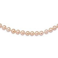 925 Sterling Silver Rhod Plated Pink Freshwater Cultured Pearl Necklace Jewelry for Women in Silver Choice of Lengths 18 20 24 and 6-7mm 7-8mm