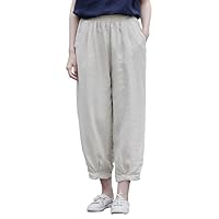 Casual Pants for Women Solid Color Elastic High Wasited Comfy Trousers with Pockets