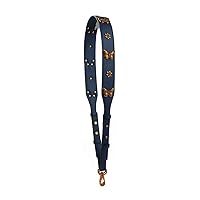 Leather Purse Strap Luggage Straps for Shoulder Bag Purse Straps Replacement Crossbody Vintage Gold Butterfly Rivets Blue