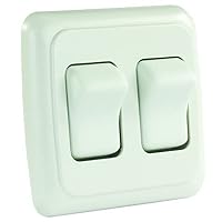 305.1203 12015 White Double SPST On-Off Switch with Bezel