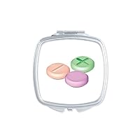 Pill Health Care Products Pattern Mirror Portable Compact Pocket Makeup Double Sided Glass