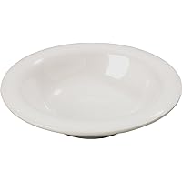 Carlisle FoodService Products Sierrus Reusable Plastic Bowl with Rim for Buffets, Restaurants, and Home, Melamine, 8 Ounces, Bone, (Pack of 48)