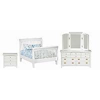 Melody Jane Dollhouse White Double Bedroom Furniture Set with Slatted Sleigh Bed 1:12