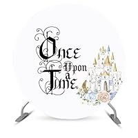 Round Backdrop Once Upon a Time Ancient Castle Princess Romantic Story Round Background Cover for Wedding Birthday Party Decorations Circle Props Dia-7.5ft NO89